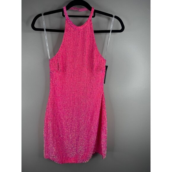 NWT Retrofête Alexis Sequin Mini Dress Hyper Pink Size XXS 2XS BARBIE *Flawed - Picture 4 of 7